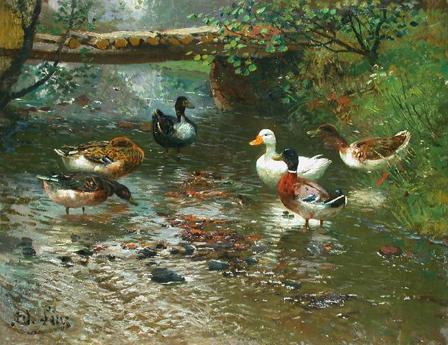 unknow artist Enten am Bach oil painting picture